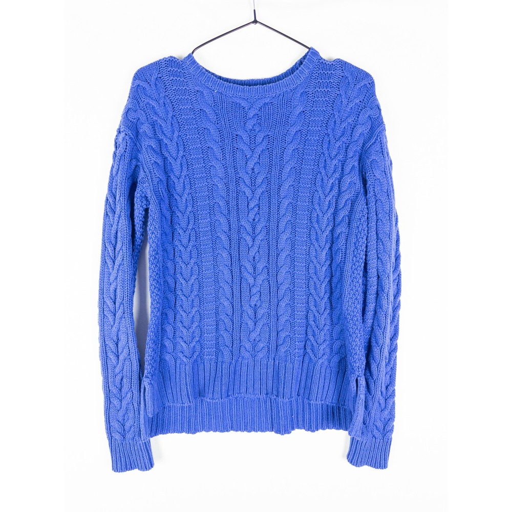 Lauren Ralph Lauren Cable Knit Crewneck Sweater Womens S Cobalt Blue Old Money P